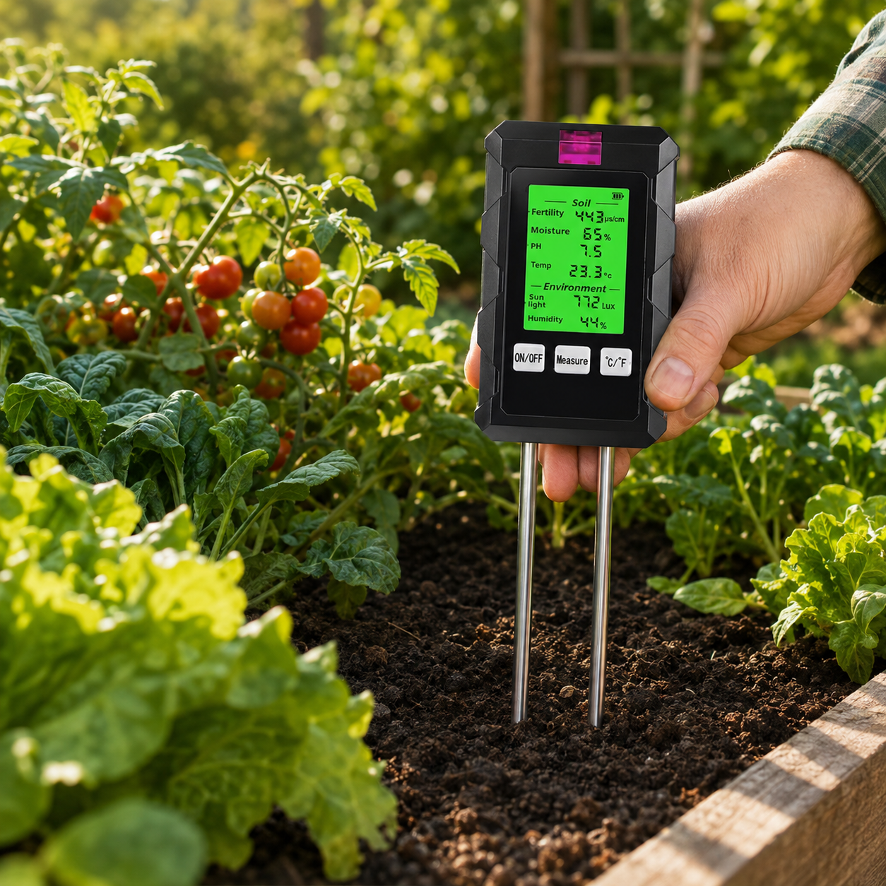 6-in-1 Digital Soil Tester for Garden Care – Multi-Function pH, Moisture, Temperature & Light Meter for Plant Growing Main image