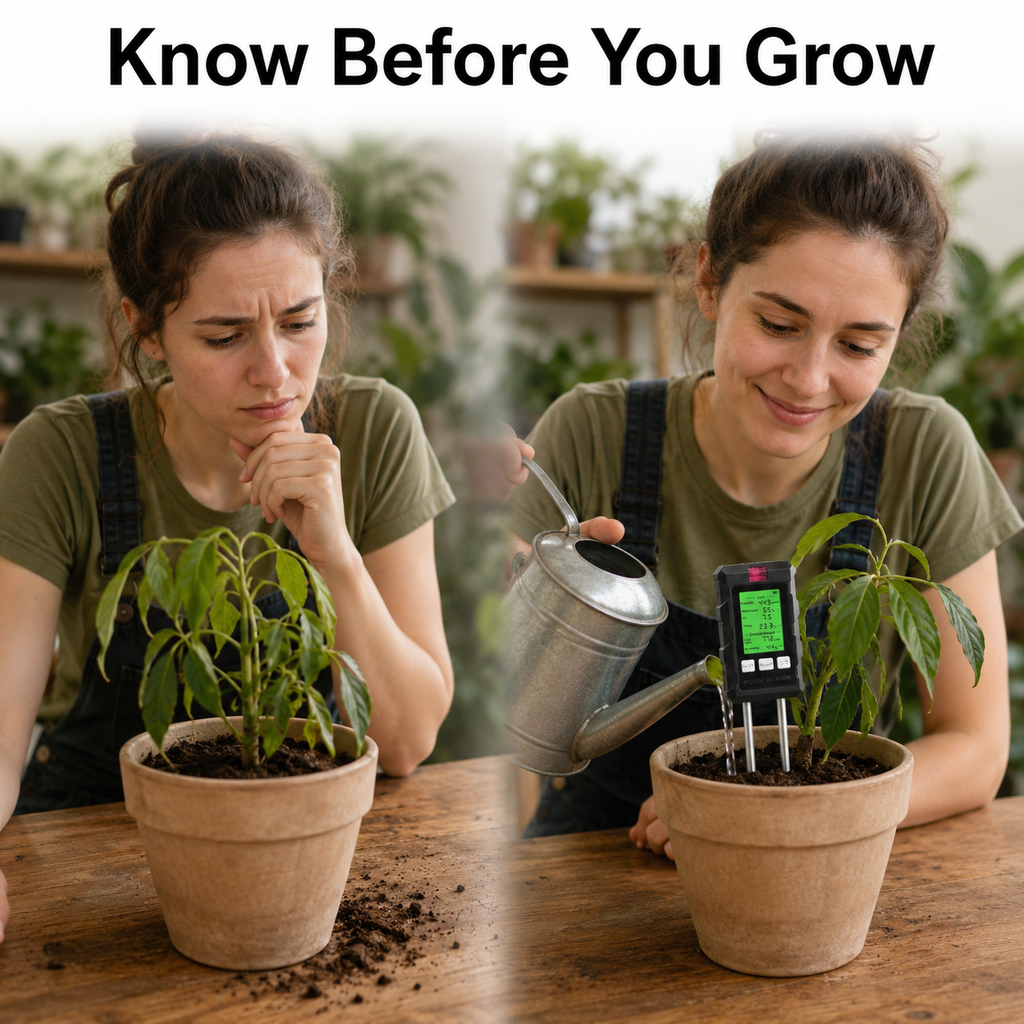 6-in-1 Digital Soil Tester for Garden Care – Multi-Function pH, Moisture, Temperature & Light Meter for Plant Growing