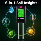 6-in-1 Digital Soil Tester for Garden Care – Multi-Function pH, Moisture, Temperature & Light Meter for Plant Growing