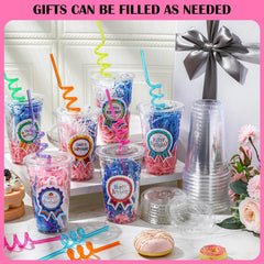 24-Pack Birthday Cups with Lids, Straws, Stickers & Raffia – Fun Birthday Gifts from Teacher for Students, Kids Party Favors & Classroom Rewards