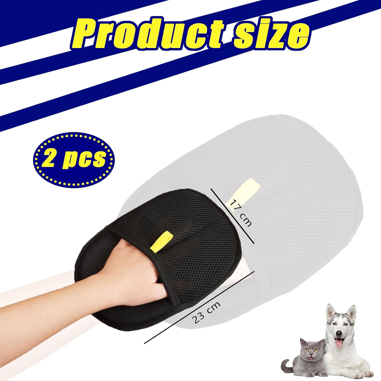 2-Pack Pet Grooming Gloves – Reusable Deshedding & Hair Removal Gloves for Cats & Dogs – Static-Free, Versatile for Grooming, Bathing & Washing