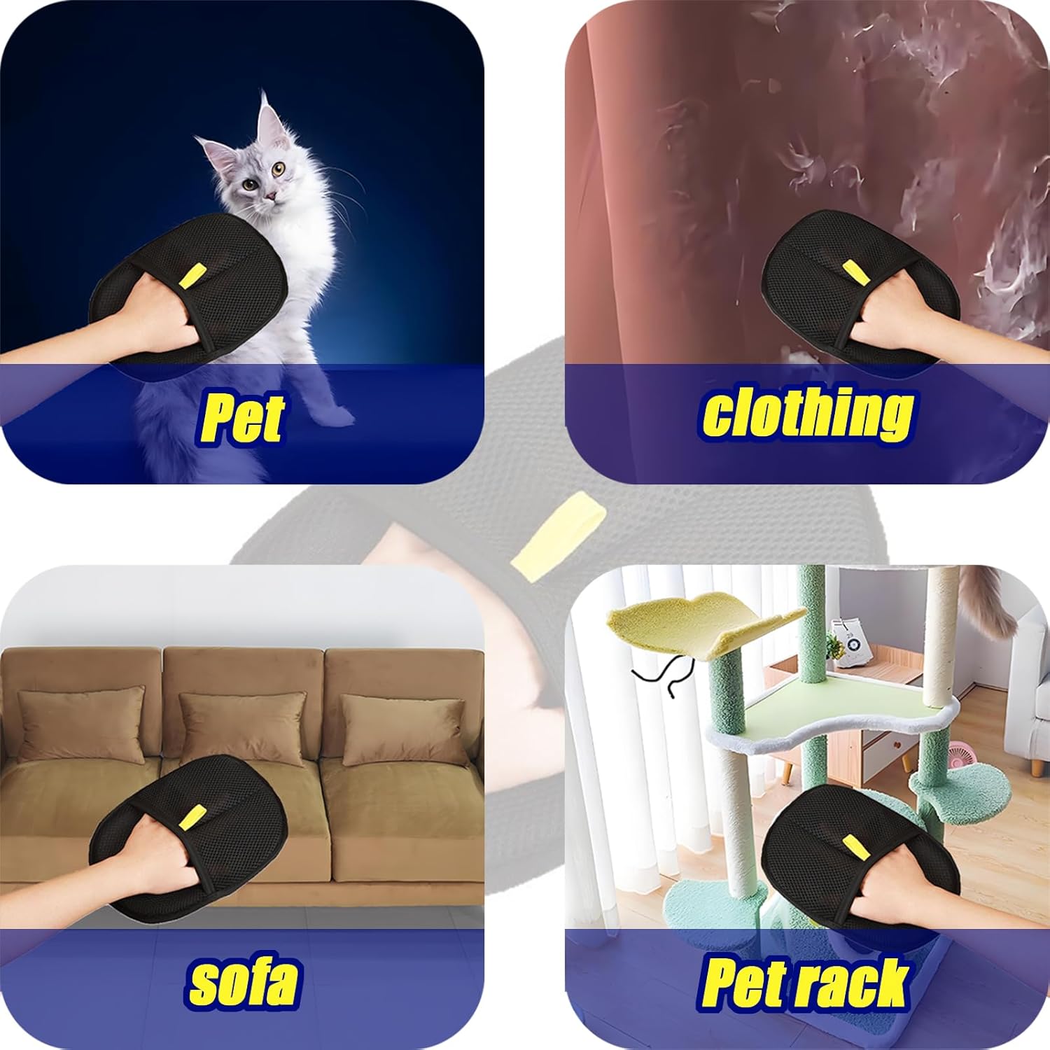 2-Pack Pet Grooming Gloves – Reusable Deshedding & Hair Removal Gloves for Cats & Dogs – Static-Free, Versatile for Grooming, Bathing & Washing