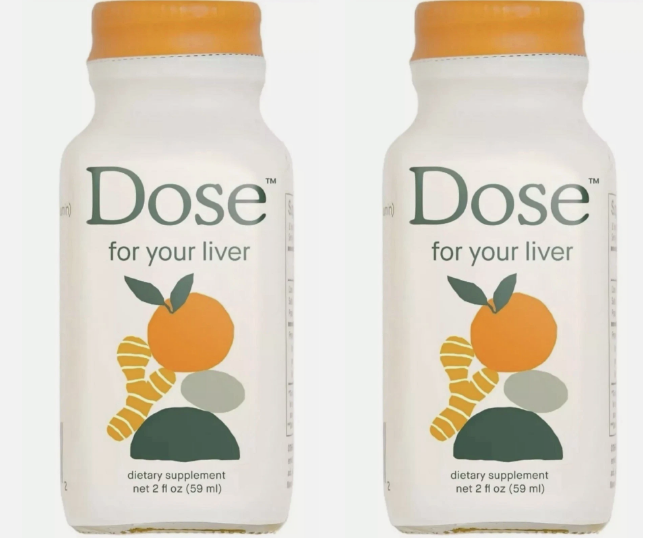 DOSE for Your Liver Support Supplement Shots 2 Oz Cleanse & Wellness Balance Pack of 2.