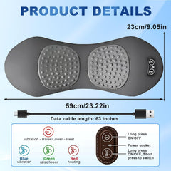 3 in 1 Electric Lumbar Support Pillow with Adjustable Height for Bed and Chair, Triple Fusion Back Massager, Back Massager with Heat,Back Support Pillow for Lower Back Pain Relief, Unisex