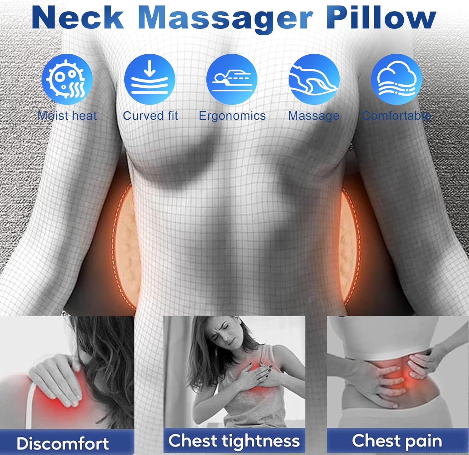 3 in 1 Electric Lumbar Support Pillow with Adjustable Height for Bed and Chair, Triple Fusion Back Massager, Back Massager with Heat,Back Support Pillow for Lower Back Pain Relief, Unisex