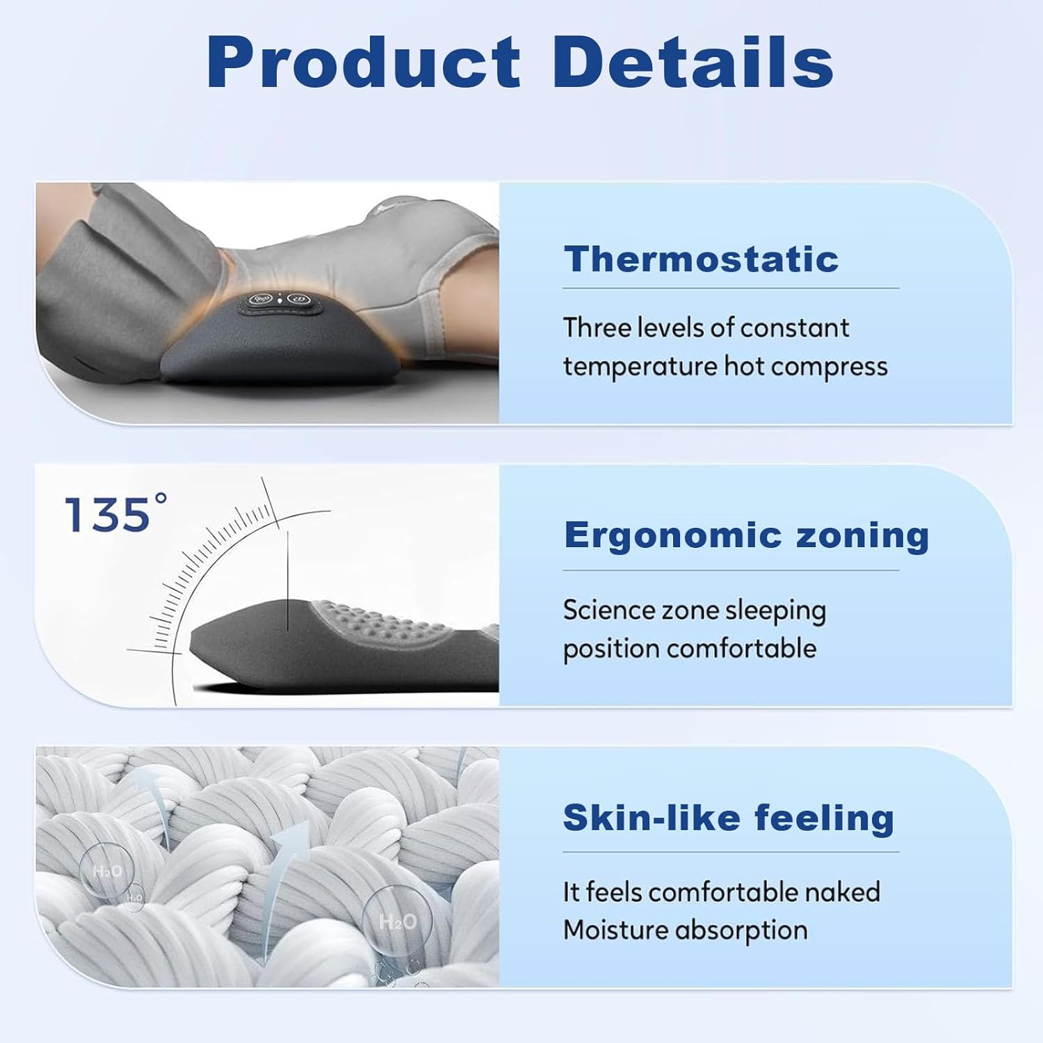 3 in 1 Electric Lumbar Support Pillow with Adjustable Height for Bed and Chair, Triple Fusion Back Massager, Back Massager with Heat,Back Support Pillow for Lower Back Pain Relief, Unisex