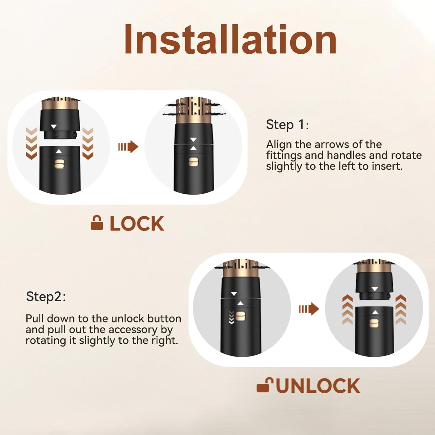 3 in 1 Rotating Hair Dryer Brush Spinning with Detachable Brush(2" & 1.5"),3 Heats and 2 Speeds Rotating Hot Air Brush for Curl,Straight