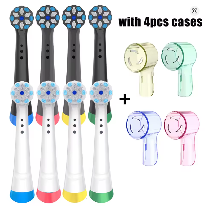 Compatible with Oral-B iO Series 3–10 Ultimate Clean Electric Toothbrush Replacement Heads with Covers, 8-Pack