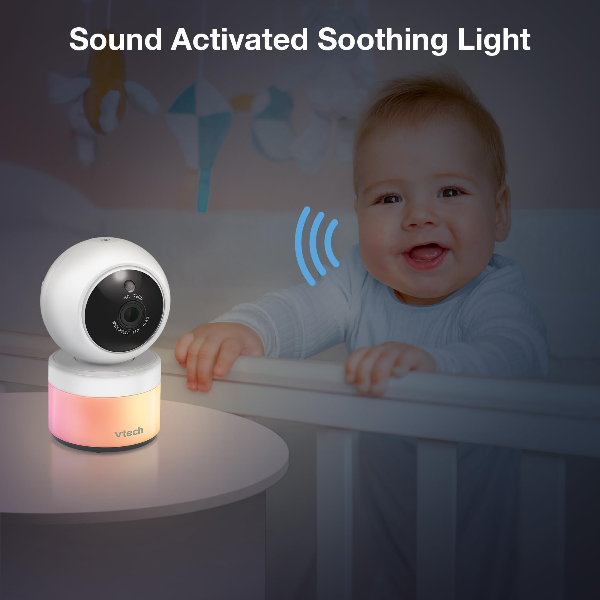 VTech Video Baby Monitor with Camera and Audio, 5" HD LCD Screen, Pan-Tilt-Zoom, 2-Way Talk, VOX Mode, Night Lights, Lullabies, Soothing Sounds, Temperature sensor, Long Range, No WiFi: VM5263 (White)