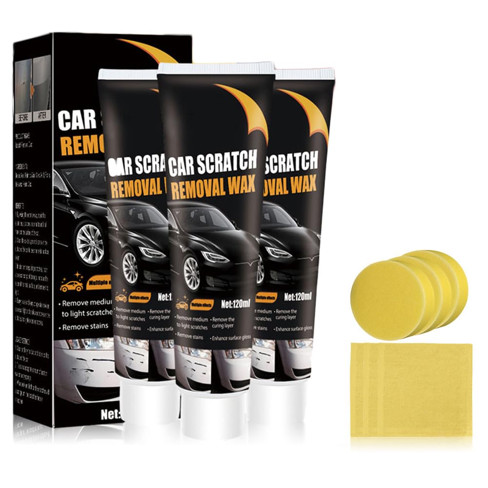 2025 New Scratch Remover for Vehicles, Car Scratch Remover with Wipe and Sponge, Car Scratch Repair Paste for Deep Scratches, Cars Polishing Wax Scratchs Remover Car Paint Scratch Repair Kit (1)