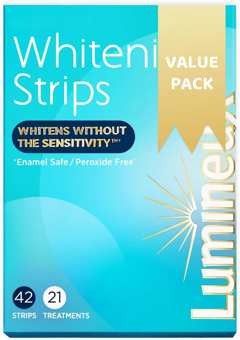Luminex Teeth Whitening Strips - 21 Treatments, 42 White Strips - Lemieux Peroxide-Free Kit Natural Formula - Enamel-Safe Lumino Teeth Whitener - Sensitivity-Free Luminox Technology (Pack of 1)