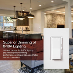 Lutron Diva 0-10V Dimmer Switch for LED Drivers or Fluorescent Ballasts, Single Pole / 3 Way, DVSTV-453P-WH, White