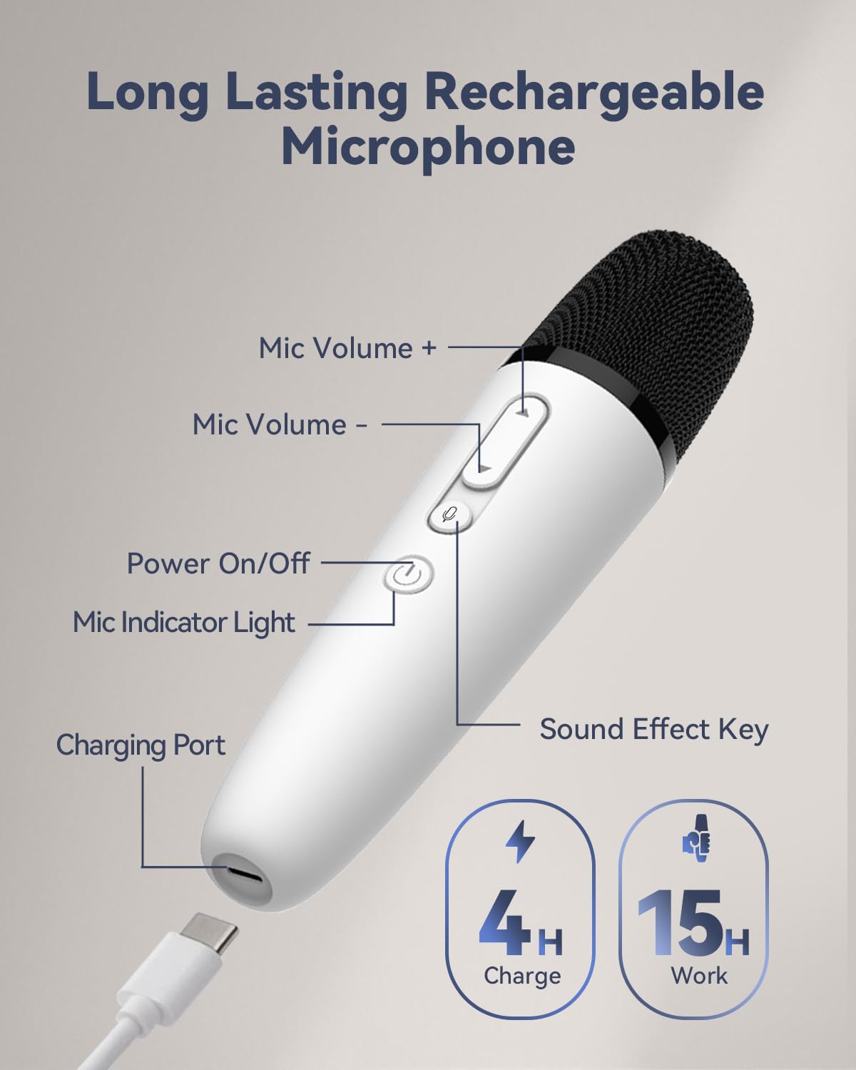 LvDonic Karaoke Microphone for Tesla Model Y/3/S/X, Car Karaoke Microphone with USB A Receiver for Tesla, Wireless Singing Mic with USB C Dongle for Cars, 2 Mics