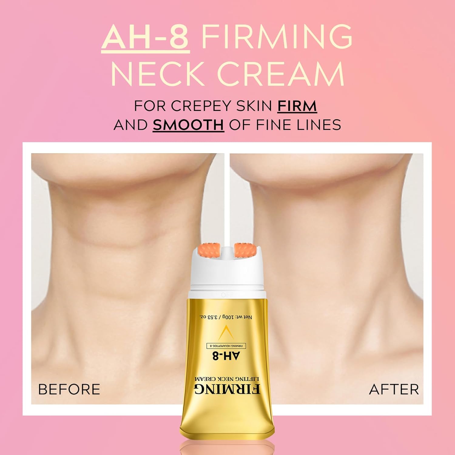AH-8 Firming Neck Cream & Electric Massage Eye Cream with Red Light - Neck and Eye Cream Bundle Tightening & Revitalizing Set for Firm and Smooth of Fine Lines, Anti-Wrinkle Skincare, Day & Night Use