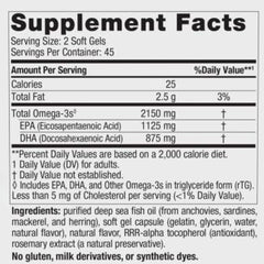 𝑼𝒍𝒕𝒊𝒎𝒂𝒕𝒆 𝑶𝒎𝒆𝒈𝒂 𝟐𝑿 2150mg, Lemon Flavor, 90 Count, Good for Heart and Brain, Gluten Free, Non-GMO