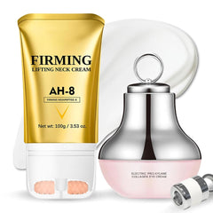 AH-8 Firming Neck Cream & Electric Massage Eye Cream with Red Light - Neck and Eye Cream Bundle Tightening & Revitalizing Set for Firm and Smooth of Fine Lines, Anti-Wrinkle Skincare, Day & Night Use