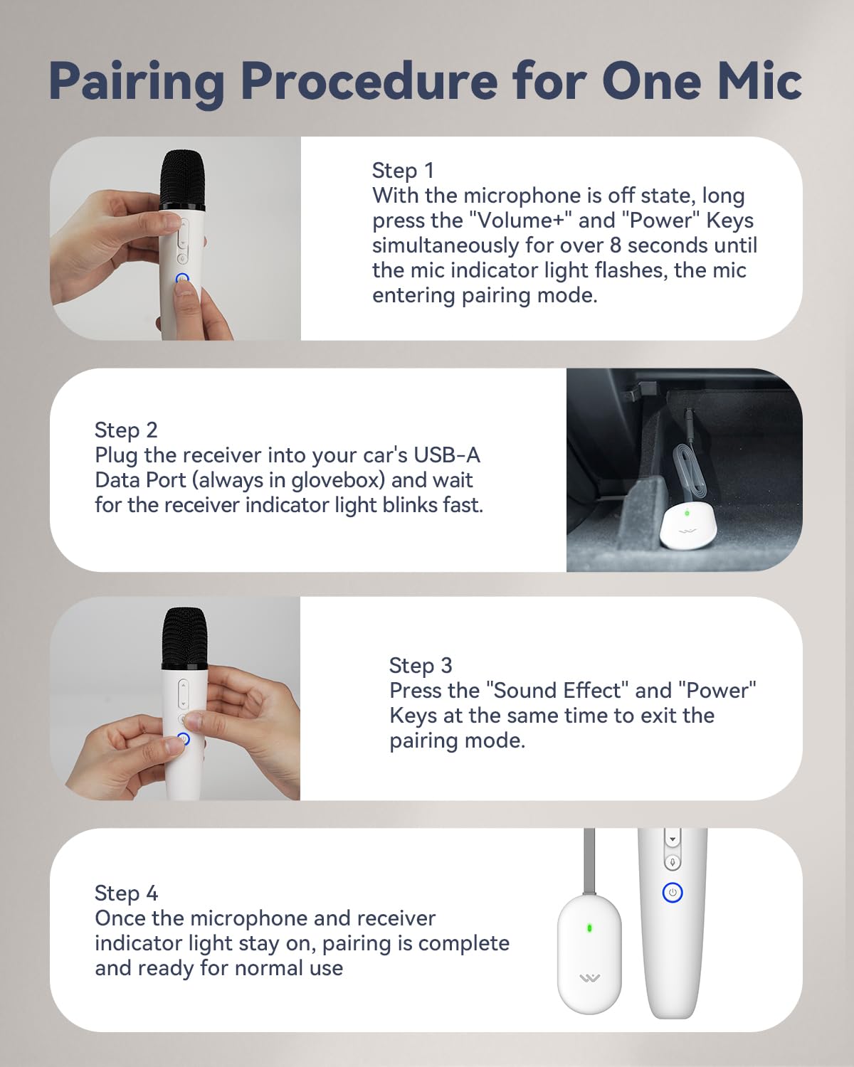 LvDonic Karaoke Microphone for Tesla Model Y/3/S/X, Car Karaoke Microphone with USB A Receiver for Tesla, Wireless Singing Mic with USB C Dongle for Cars, 2 Mics