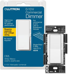 Lutron Diva 0-10V Dimmer Switch for LED Drivers or Fluorescent Ballasts, Single Pole / 3 Way, DVSTV-453P-WH, White