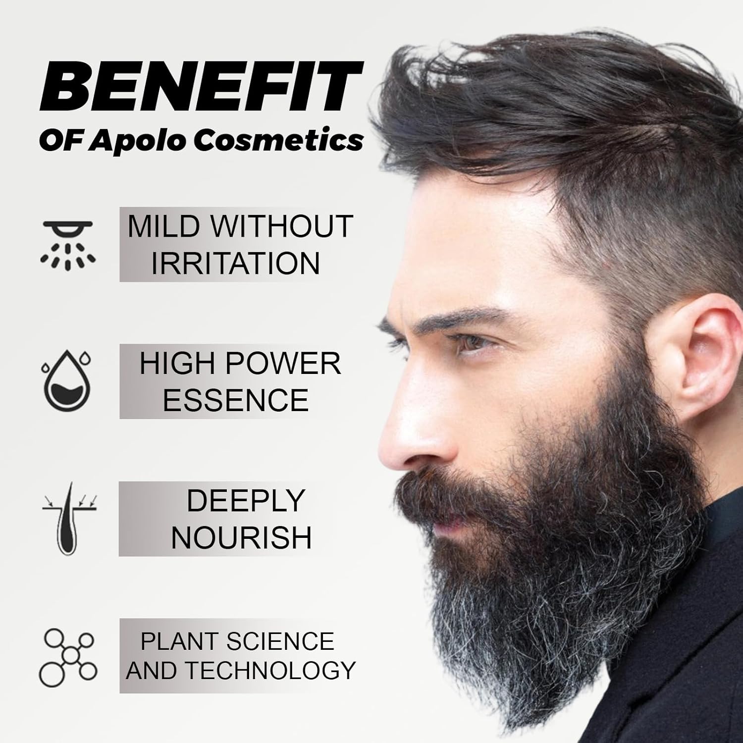 Para Barba, Apolo Ultra Potente Estimulante de Barba, Bálsamo para Crecimiento de Barba Crema, Balsamo Negro para Hombr, Humectan y Fortalecen tu Barba, Sin Irritación 100ml/3.38floz (1 PC, 1)