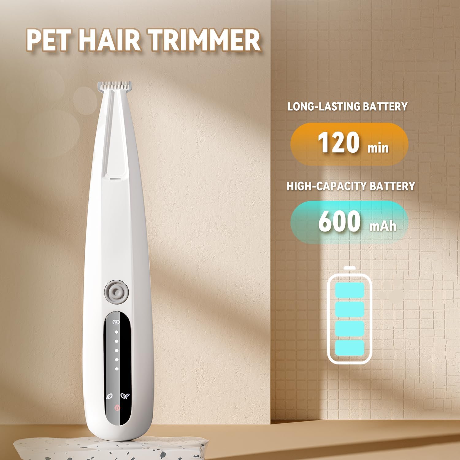 2025 New Pet Precision Trimmer, Dog Paw Trimmer with LED Light, Dual-Speed Motor, Low Noise, IP68 Waterproof, Suit for Trimming Paw, Ear, Face, Butt, Eyebrows, USB Rechageble