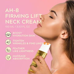 AH-8 Firming Neck Cream & Electric Massage Eye Cream with Red Light - Neck and Eye Cream Bundle Tightening & Revitalizing Set for Firm and Smooth of Fine Lines, Anti-Wrinkle Skincare, Day & Night Use