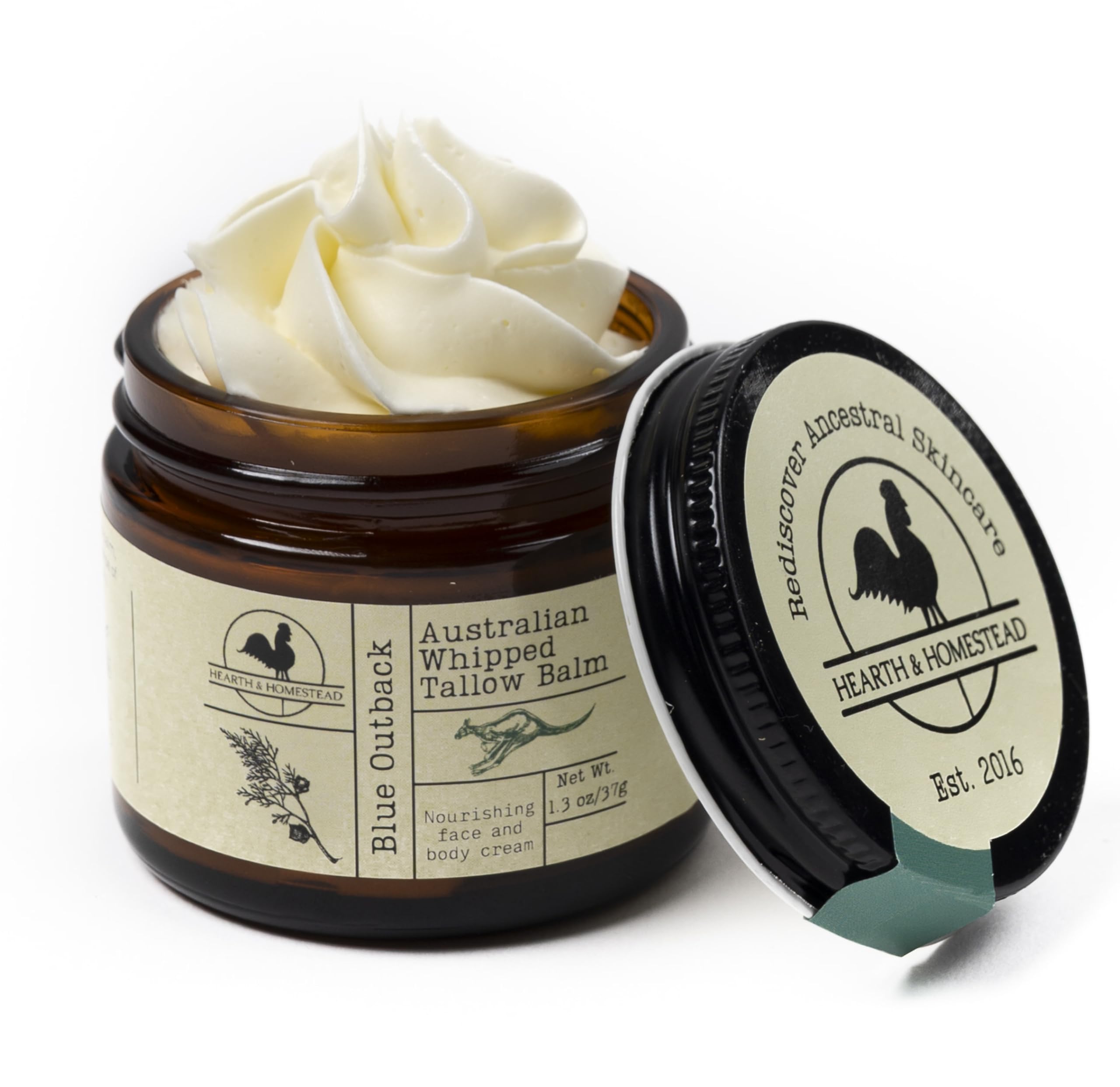 Handmade Whipped Tallow Balm (Unscented/Herb-Infused) - Organic Body Butter with Infused Olive Oil, for Eczema, Rosacea, Baby - 1.3 oz