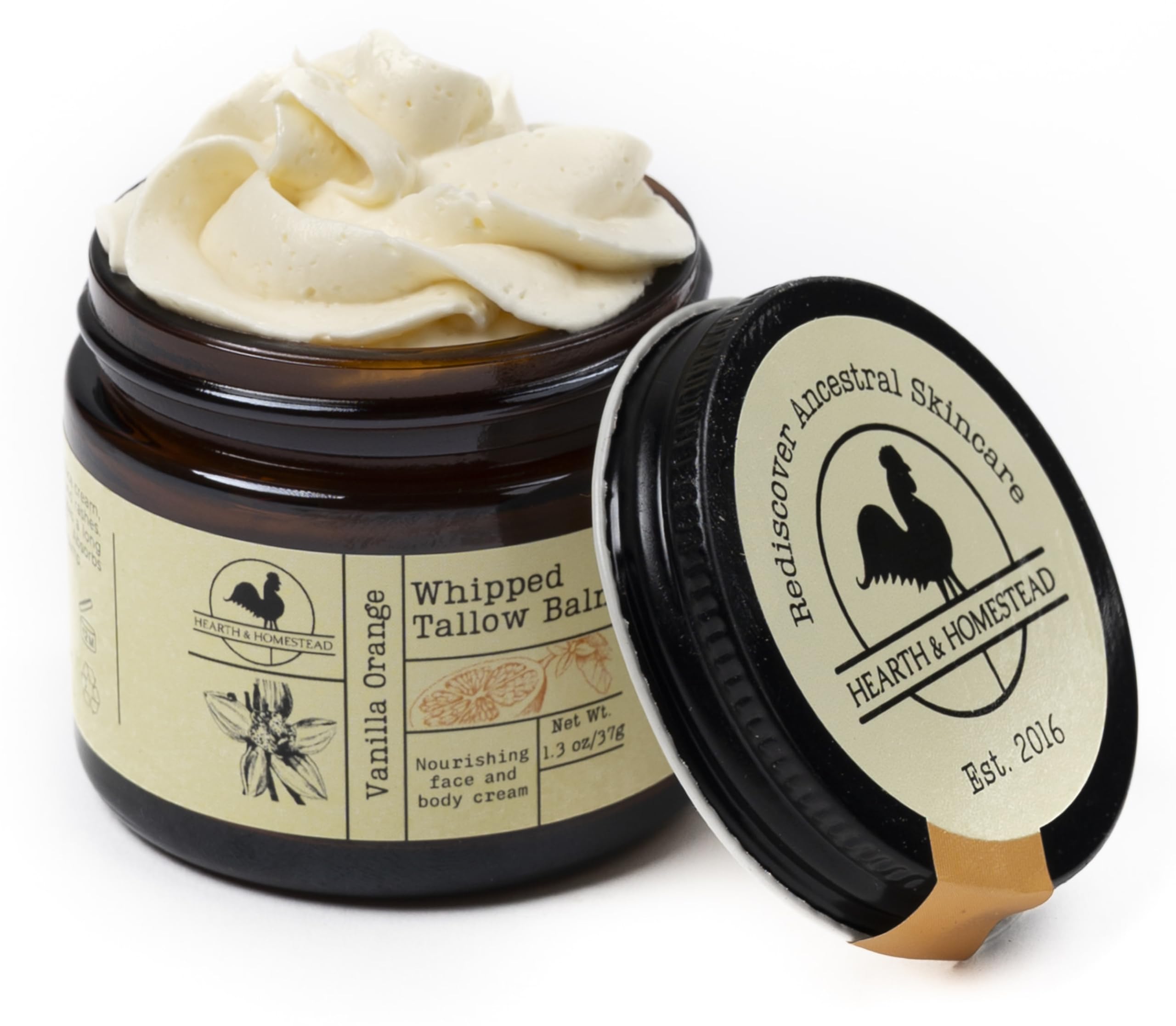 Handmade Whipped Tallow Balm (Unscented/Herb-Infused) - Organic Body Butter with Infused Olive Oil, for Eczema, Rosacea, Baby - 1.3 oz