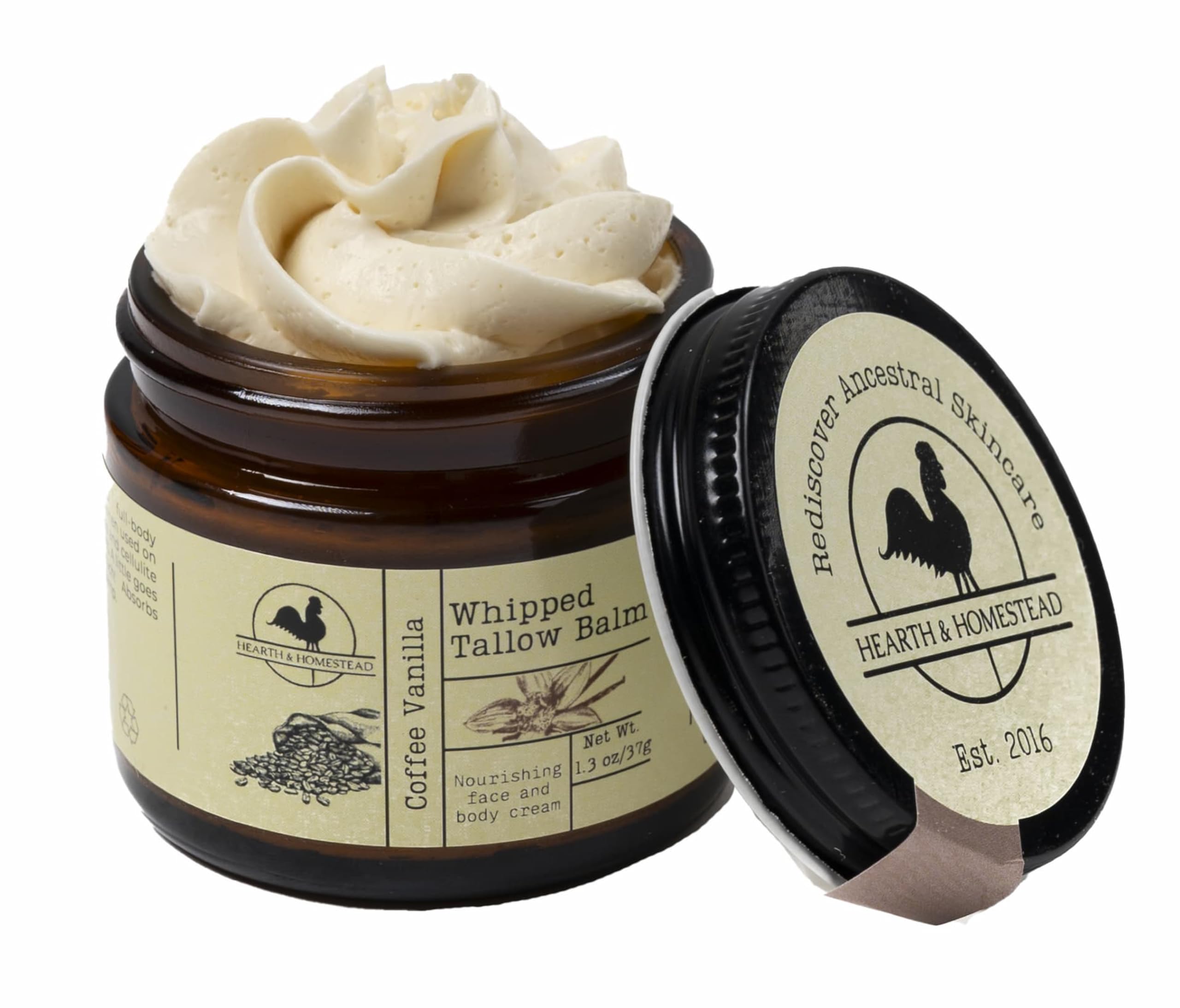 Handmade Whipped Tallow Balm (Unscented/Herb-Infused) - Organic Body Butter with Infused Olive Oil, for Eczema, Rosacea, Baby - 1.3 oz