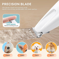 2025 New Pet Precision Trimmer, Dog Paw Trimmer with LED Light, Dual-Speed Motor, Low Noise, IP68 Waterproof, Suit for Trimming Paw, Ear, Face, Butt, Eyebrows, USB Rechageble