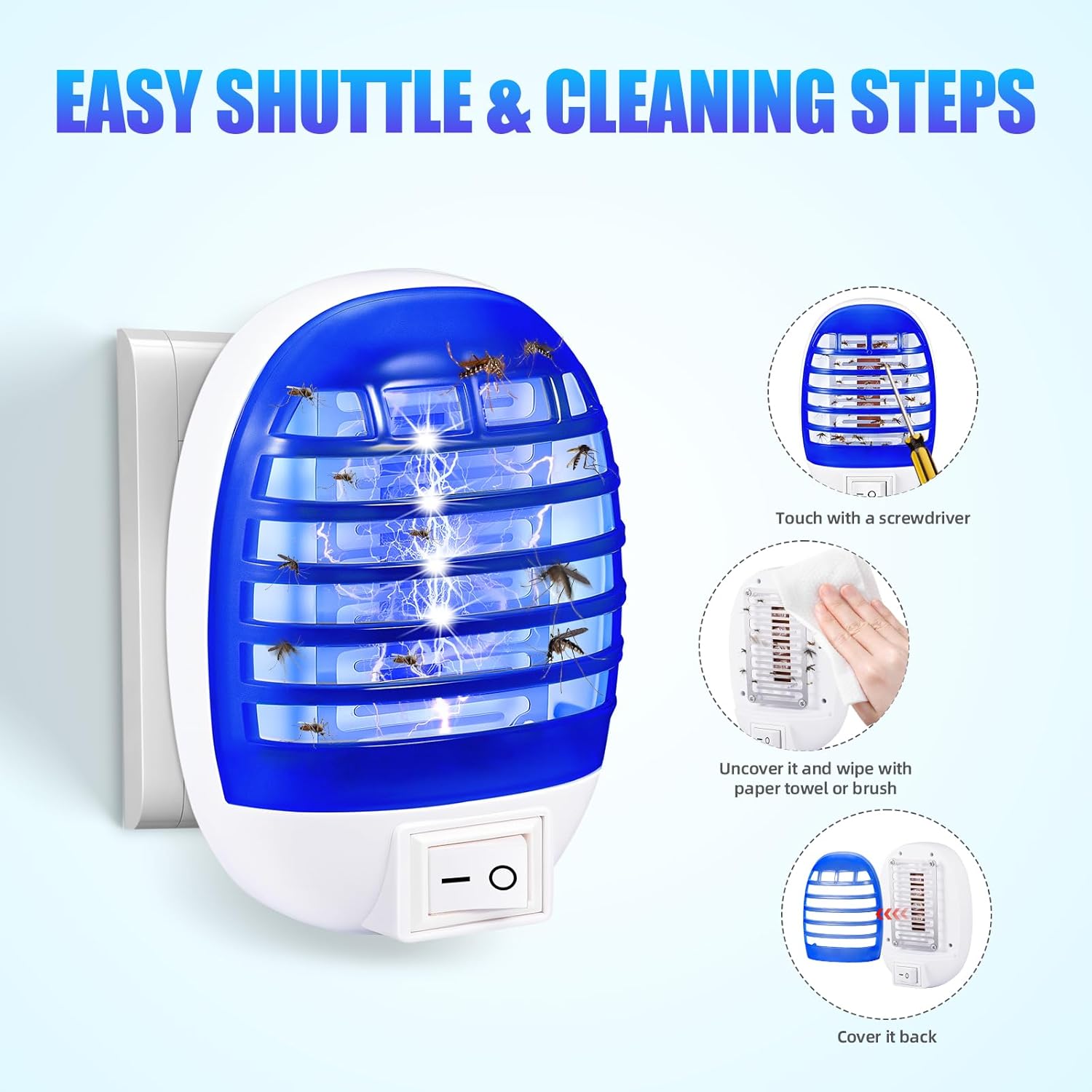 6 Pack Indoor Bug Zapper Plug-in Flying Insect Trap,Electric Mosquito Zapper,Electronic Mosquitoes Killer for Kitchen,Home,Office,Baby Room