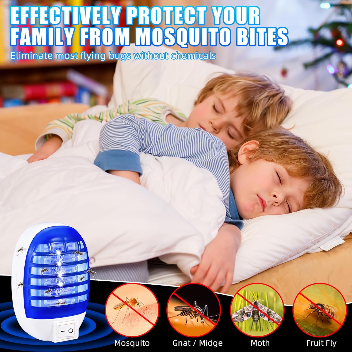 6 Pack Indoor Bug Zapper Plug-in Flying Insect Trap,Electric Mosquito Zapper,Electronic Mosquitoes Killer for Kitchen,Home,Office,Baby Room