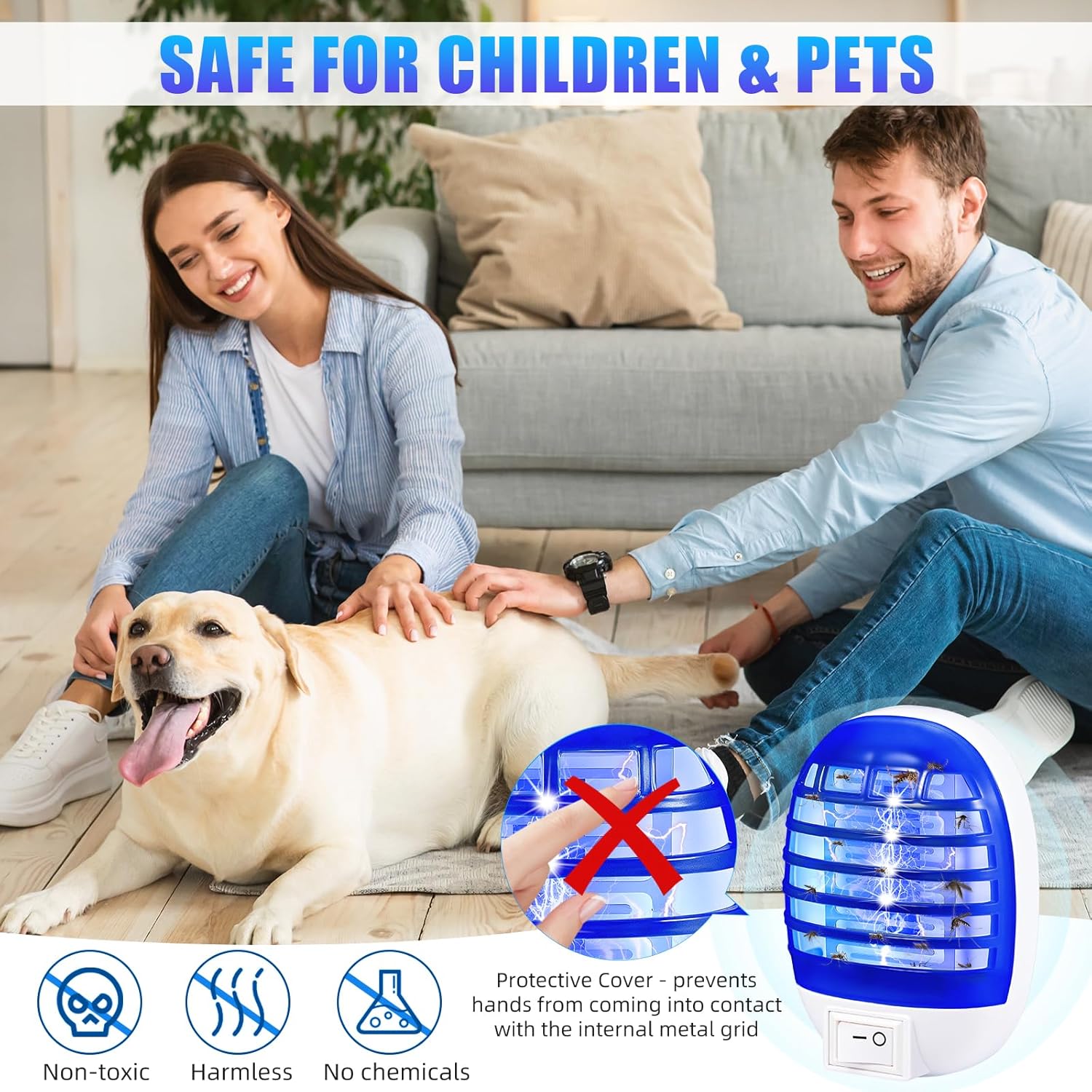6 Pack Indoor Bug Zapper Plug-in Flying Insect Trap,Electric Mosquito Zapper,Electronic Mosquitoes Killer for Kitchen,Home,Office,Baby Room