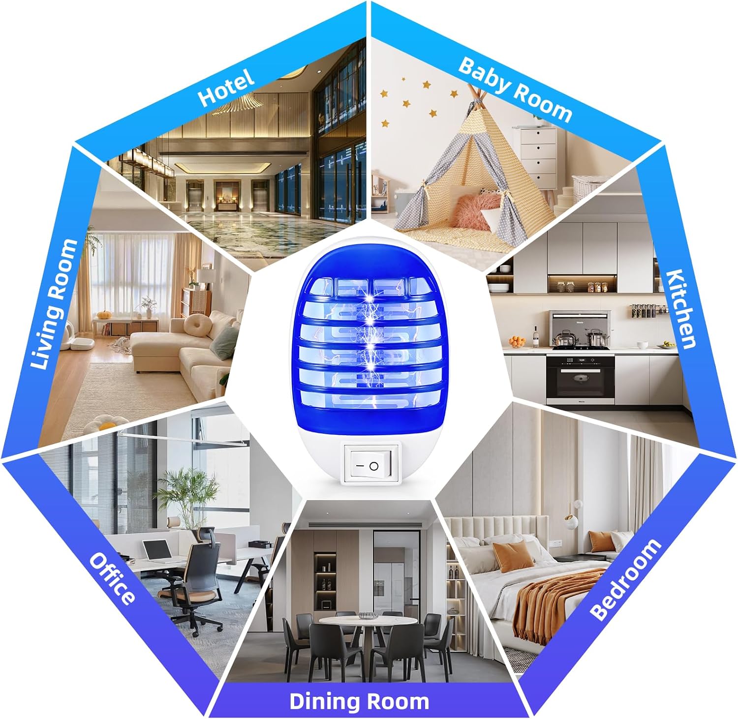 6 Pack Indoor Bug Zapper Plug-in Flying Insect Trap,Electric Mosquito Zapper,Electronic Mosquitoes Killer for Kitchen,Home,Office,Baby Room