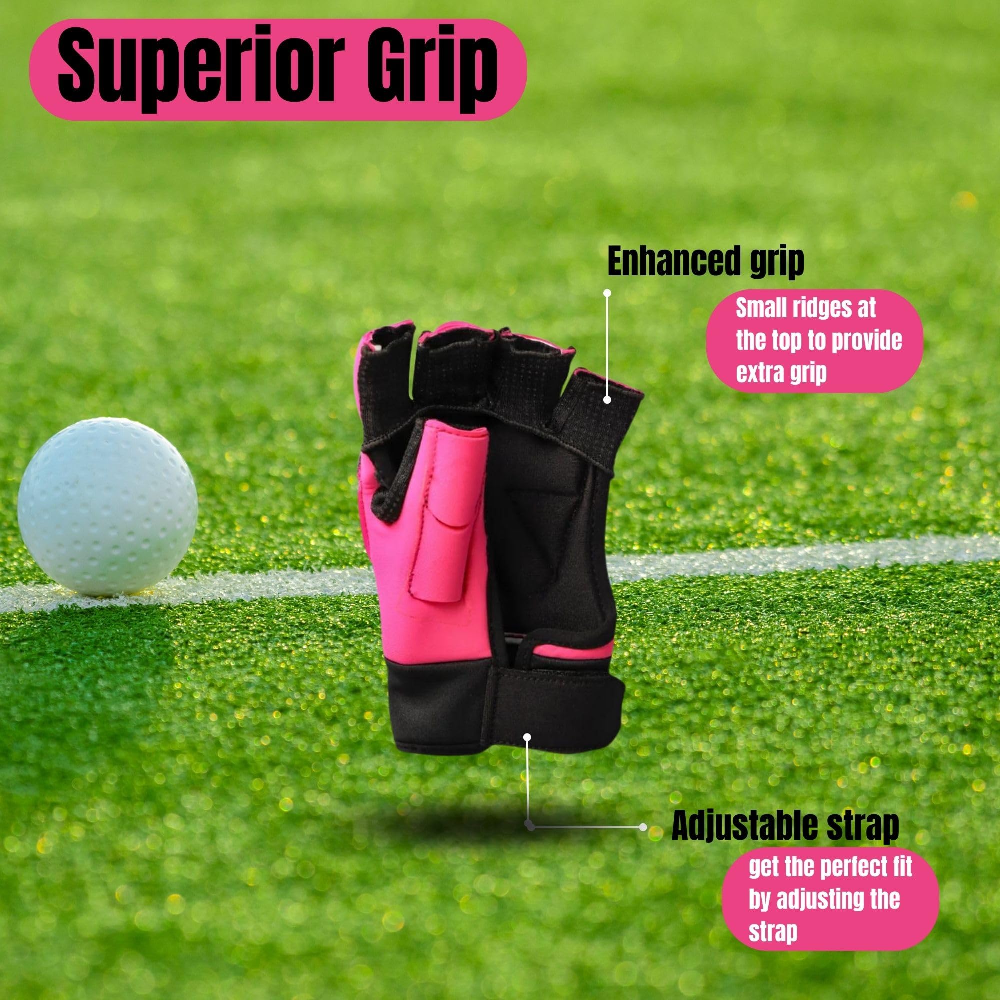Osaka Field Hockey Glove Armadillo 4.0, Left Handed, Enhanced Grip, Protection - Pink (Medium)