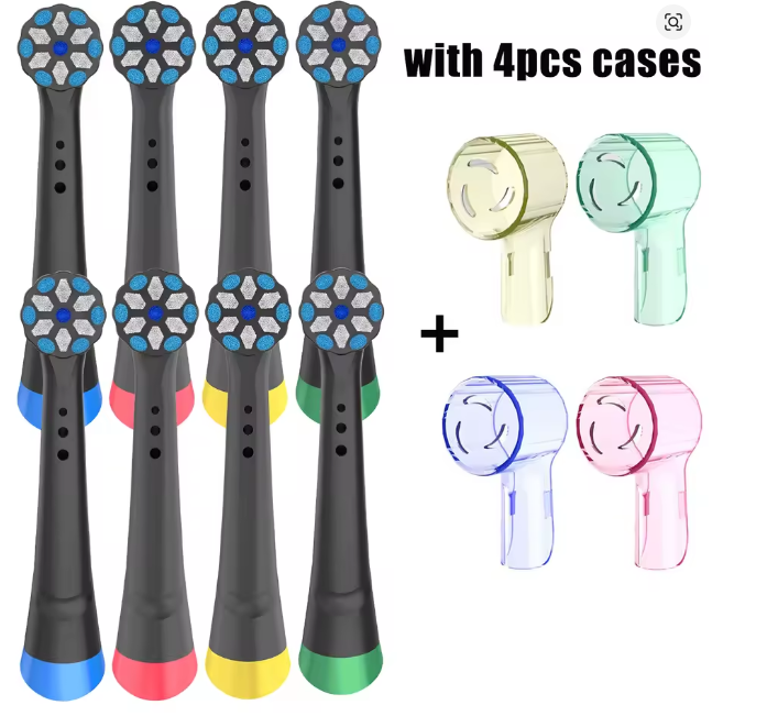 Compatible with Oral-B iO Series 3–10 Ultimate Clean Electric Toothbrush Replacement Heads with Covers, 8-Pack