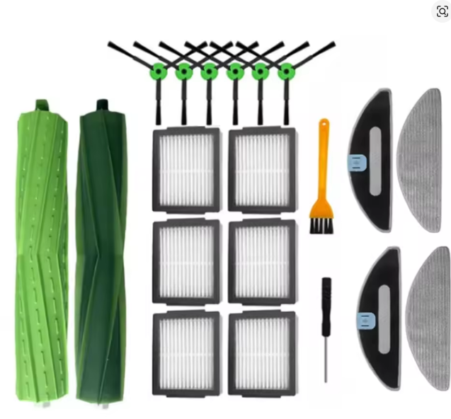 A01R Replacement Parts for iRobot Roomba Combo I5/I5+, J5/J5+ – Main Brush, Side Brush, HEPA Filter, and Mop Pads