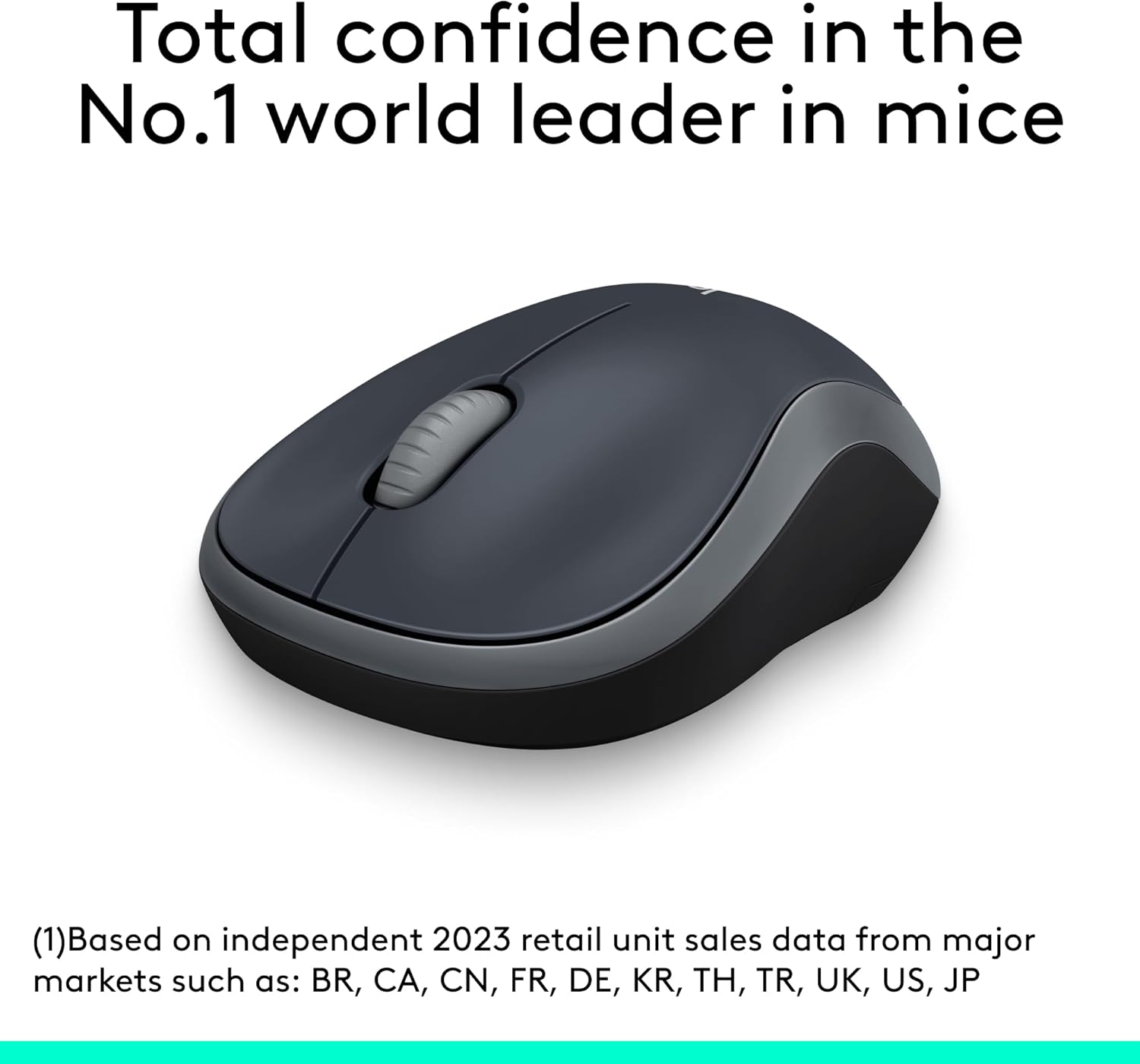 Logitech M185 Wireless Mouse – 2.4GHz with USB Receiver, 12-Month Battery, 1000 DPI Optical Tracking, Ambidextrous Design – Compatible with PC, Mac & Laptop – Grey