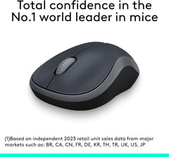 Logitech M185 Wireless Mouse – 2.4GHz with USB Receiver, 12-Month Battery, 1000 DPI Optical Tracking, Ambidextrous Design – Compatible with PC, Mac & Laptop – Grey