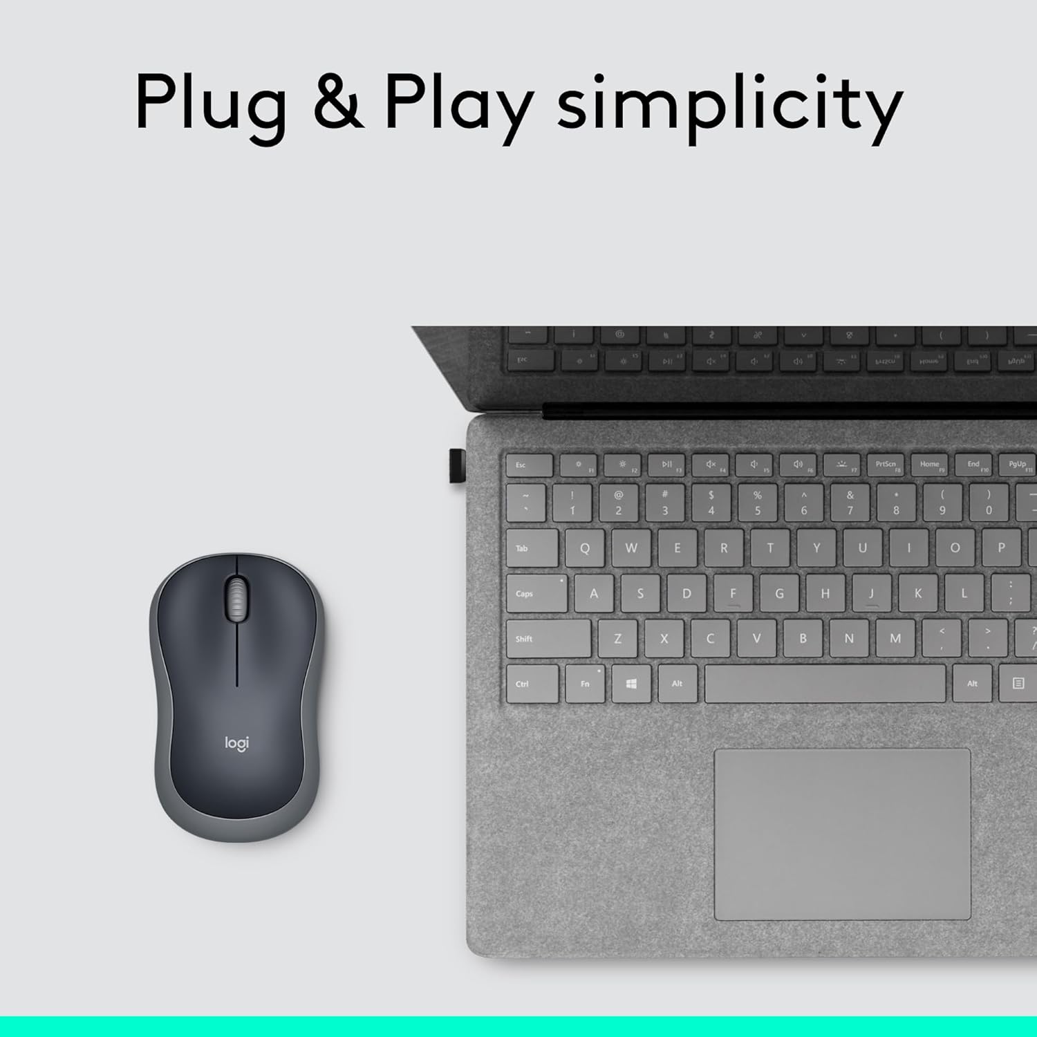 Logitech M185 Wireless Mouse – 2.4GHz with USB Receiver, 12-Month Battery, 1000 DPI Optical Tracking, Ambidextrous Design – Compatible with PC, Mac & Laptop – Grey