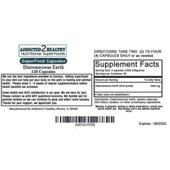 Addicted 2 Healthy Diatomaceous Earth Capsules – Natural Silica Detox Supplement, 120 Count
