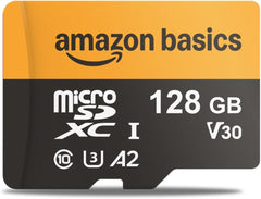 Amazon Basics 128GB microSDXC Memory Card with Adapter – Up to 200MB/s Read Speed, 1-Pack
