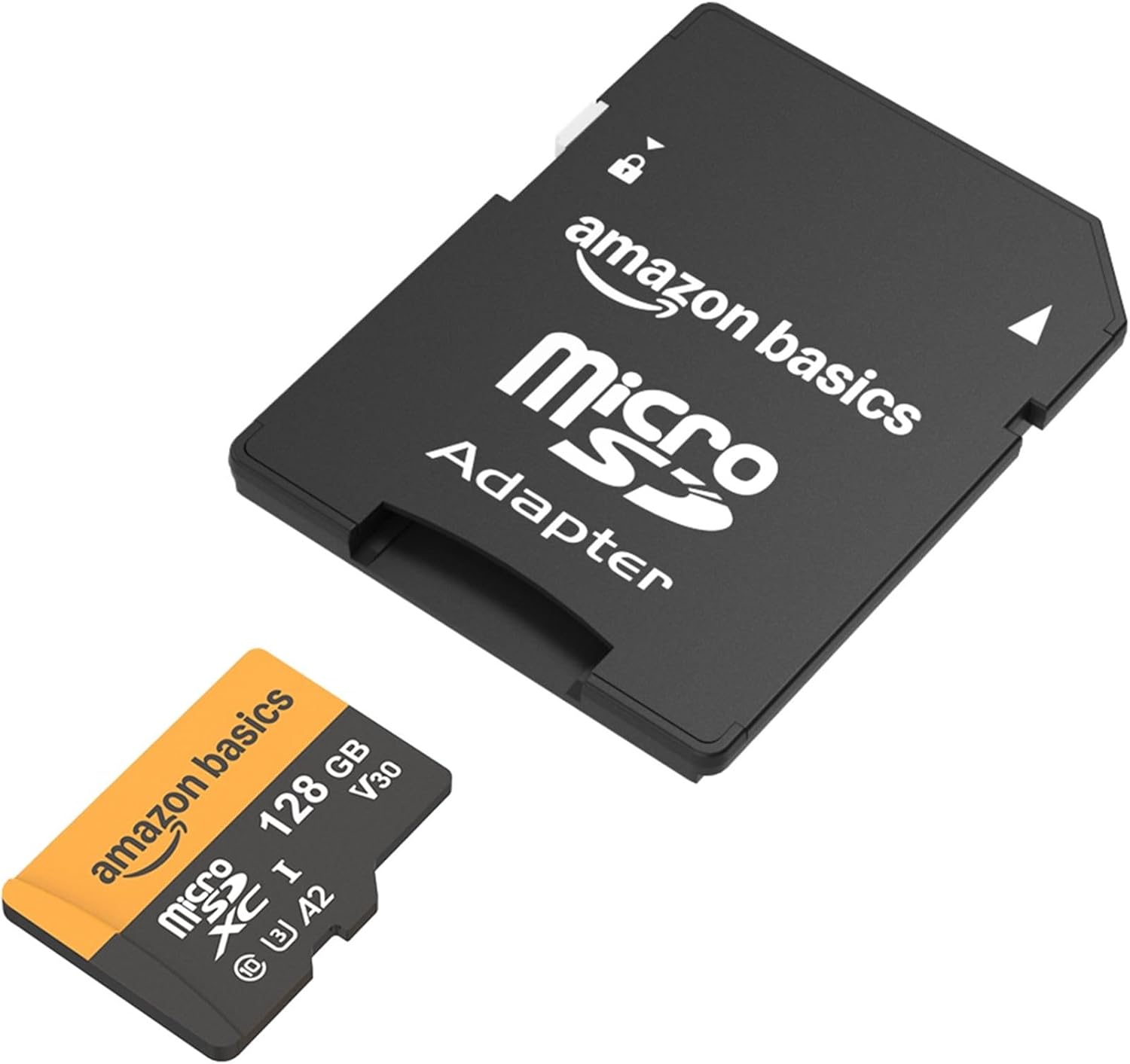 Amazon Basics 128GB microSDXC Memory Card with Adapter – Up to 200MB/s Read Speed, 1-Pack