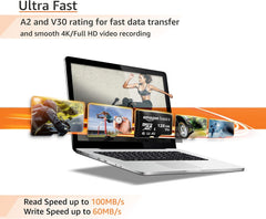 Amazon Basics 128GB microSDXC Memory Card with Adapter – U3, A2, Up to 100MB/s Read Speed – Black