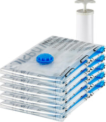 Large Vacuum Storage Bags, 5-Pack – Clear Compression Bags with Airtight Valve & Hand Pump