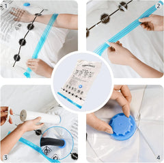 Large Vacuum Storage Bags, 5-Pack – Clear Compression Bags with Airtight Valve & Hand Pump