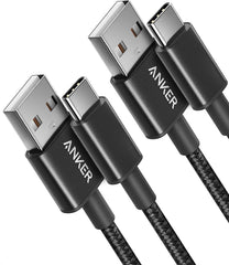 Anker USB-A to USB-C Charging Cable 2-Pack (3ft, Nylon Braided) – 331 USB 2.0 Type-C Cable for Samsung, LG, Sony, HTC, Xiaomi, and More