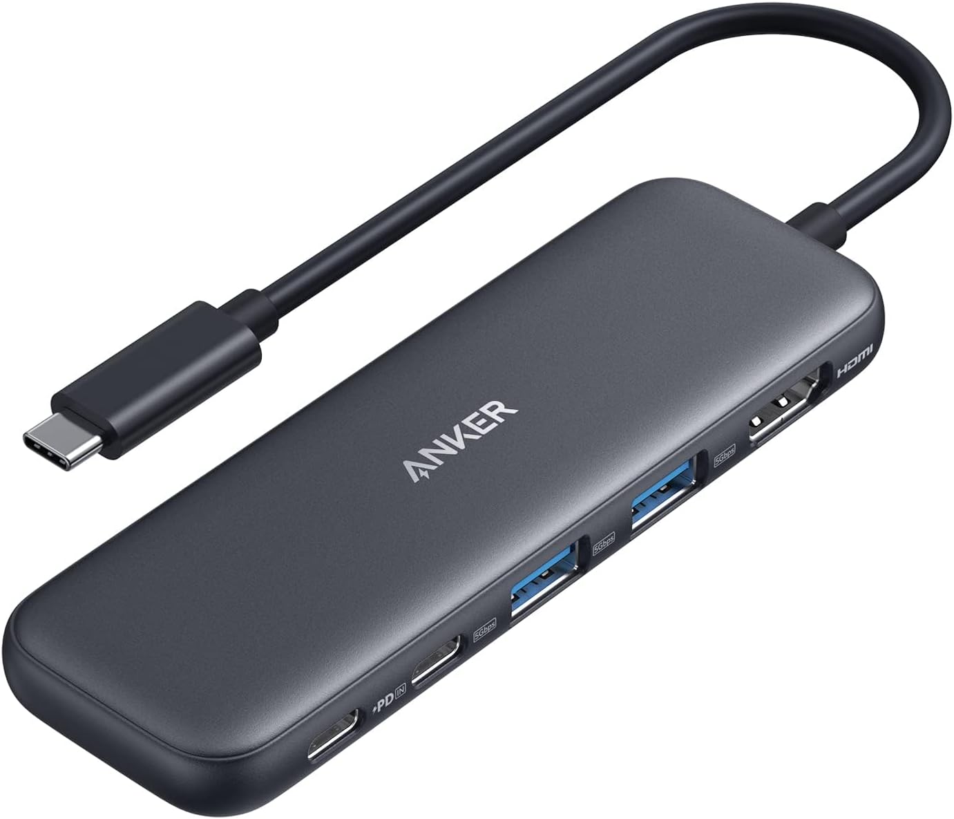 Anker 5-in-1 USB-C Hub – HDMI 4K Adapter with USB-C & 2 USB-A 3.0 Data Ports (5Gbps) – Compatible with MacBook Pro, MacBook Air, Dell & More