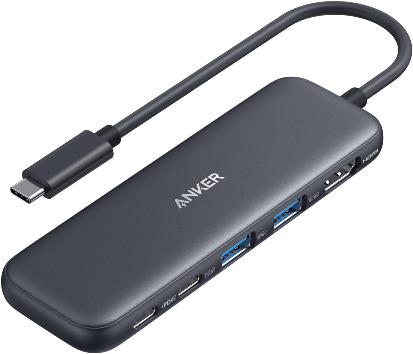 Anker 5-in-1 USB-C Hub – HDMI 4K Adapter with USB-C & 2 USB-A 3.0 Data Ports (5Gbps) – Compatible with MacBook Pro, MacBook Air, Dell & More