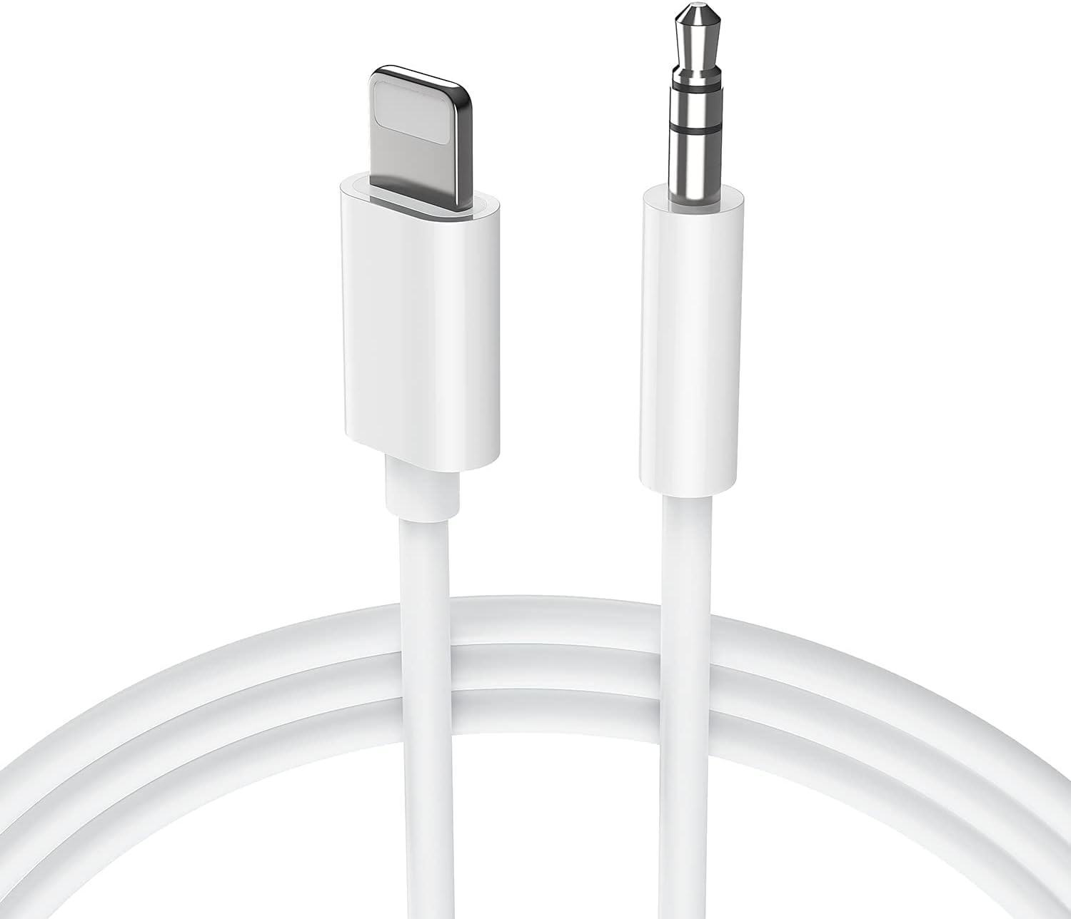 iPhone to 3.5mm Aux Cable for Car – Compatible with iPhone 14/13/12/11/X/8/7 – Works with Car Stereo, Headphones, Speakers – Supports All iOS Versions – White, 1M