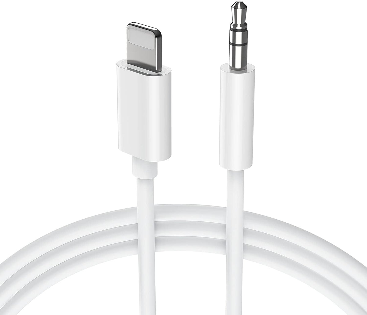 iPhone to 3.5mm Aux Cable for Car – Compatible with iPhone 14/13/12/11/X/8/7 – Works with Car Stereo, Headphones, Speakers – Supports All iOS Versions – White, 1M